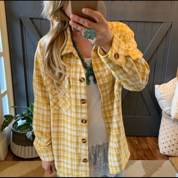 New Plaid Stripe Flannel Shirt Top Shacket Jacket - Picture 5 of 10